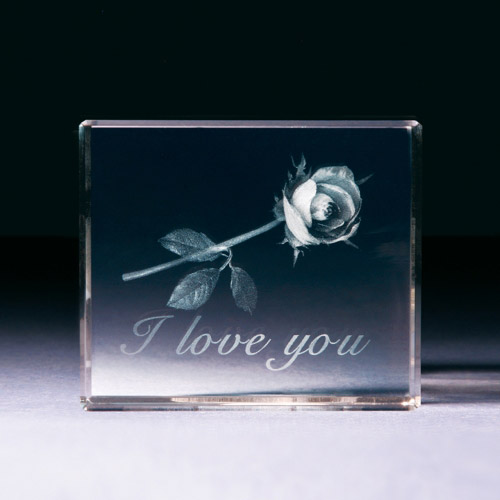 Glasblock - Rose I love you - 681002 - Liebesgeschenke- - - 