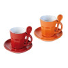 Kaffee-Set orange/ rot