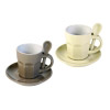Kaffee-Set creme/ braun