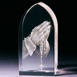  Glasblock - Betende Hände Rosenkranz