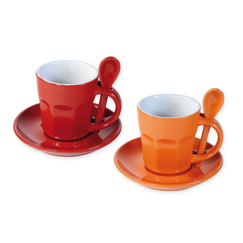  Espresso-Set orange/ rot
