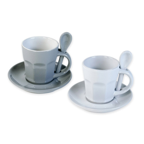  Espresso-Set grau/ weiß
