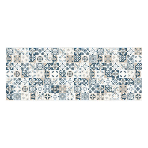 Vinyl Teppich MATTEO 70x180 cm Mosaik Blau-Beige
