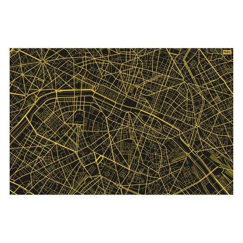 Vinyl Teppich MATTEO 118x180 cm Paris City Map Gelb