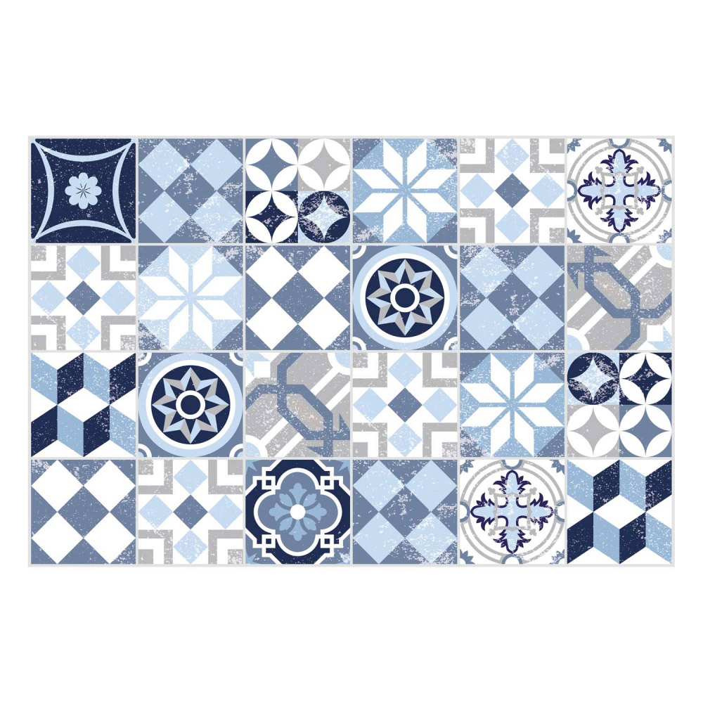 Mosaik Bodenmatte bedruckt 60 Blau Contento cm MATTEO x 90 | Vinyl